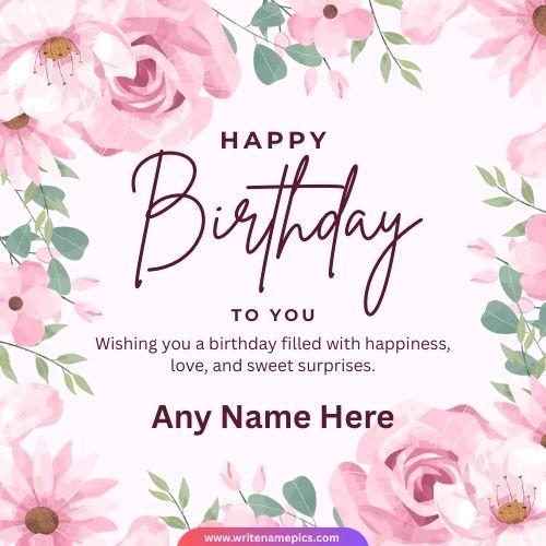 2026 Birthday Cake Wishes Cards with Name Free Online Editor