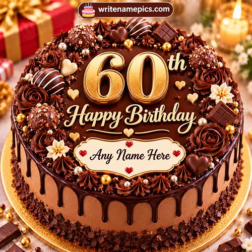 60th Birthday Cake with Name Edit Online Free