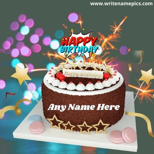 Beautiful Happy Birthday Chocolate Cake with Name