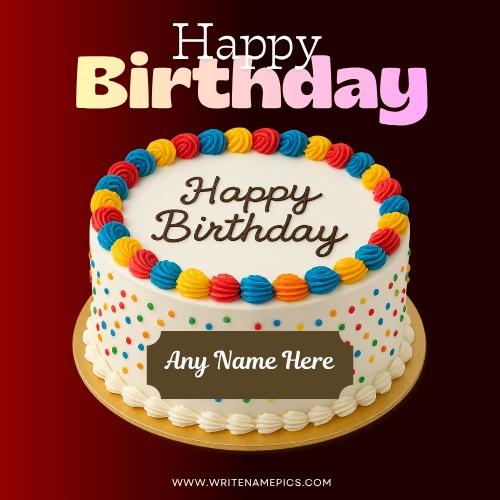Birthday Cake with Name and Photo Free Custom Maker Online