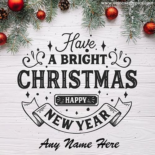 Christmas wishes Happy New year card with name pic