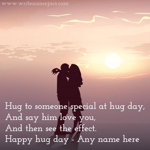 Create Happy Hug Day card with name pic