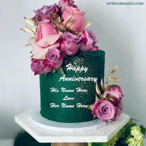 Custom Anniversary Cake with Couples Names Free Download