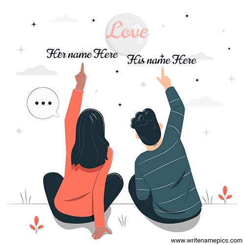 Cute love couple image card with couple name
