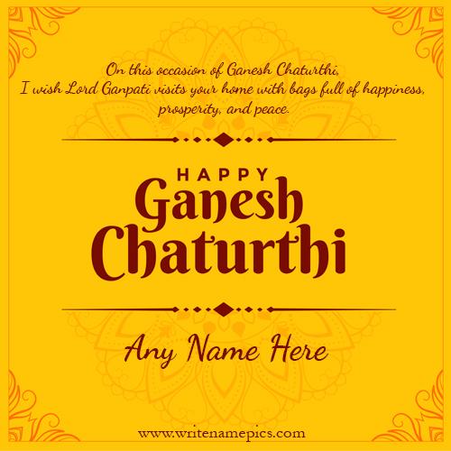 Decorated Happy Ganesh Chaturthi 2022 Card with Your Name