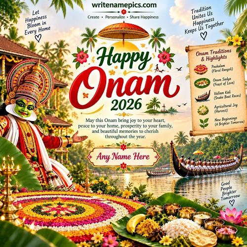 Free Happy Onam 2026 Greeting Card with Name Editor Online