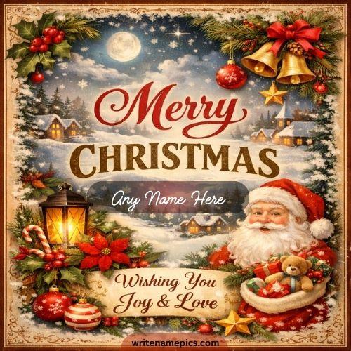 Free Personalized Merry Christmas Card with Name Online