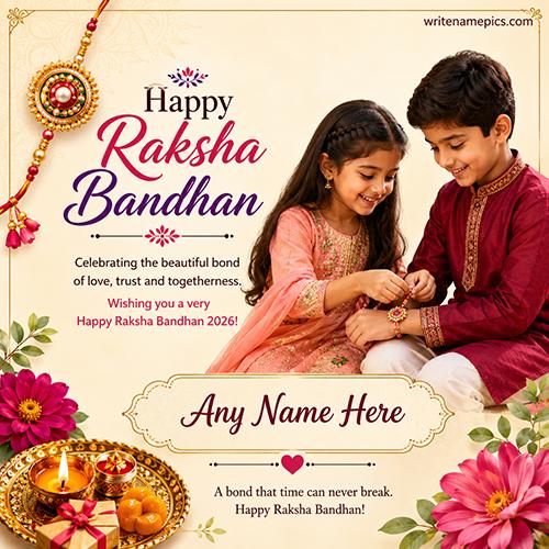 Free Raksha Bandhan 2026 Greeting Card Maker With Name Online