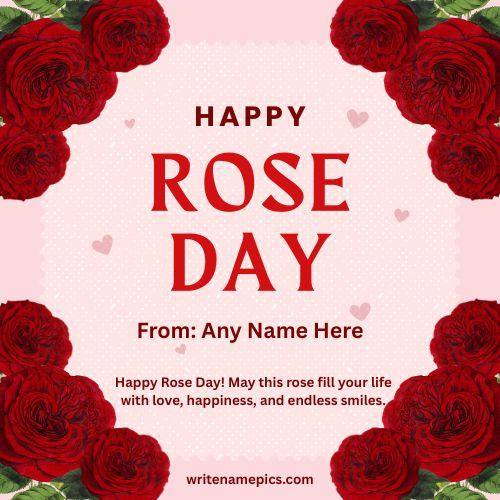 Free Rose Day Greeting Card with Name Online