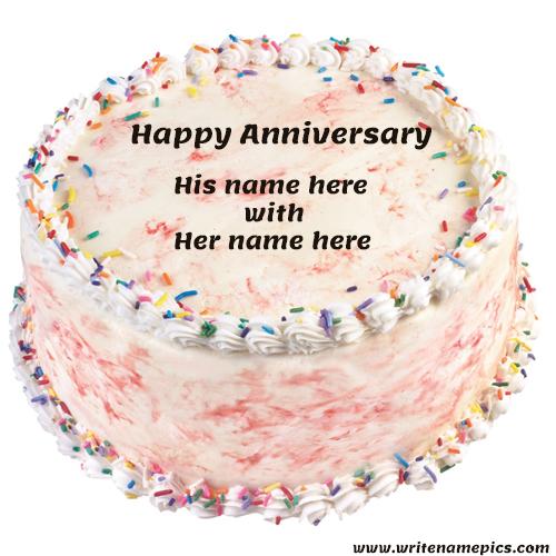 Free happy anniversary cake with name edit