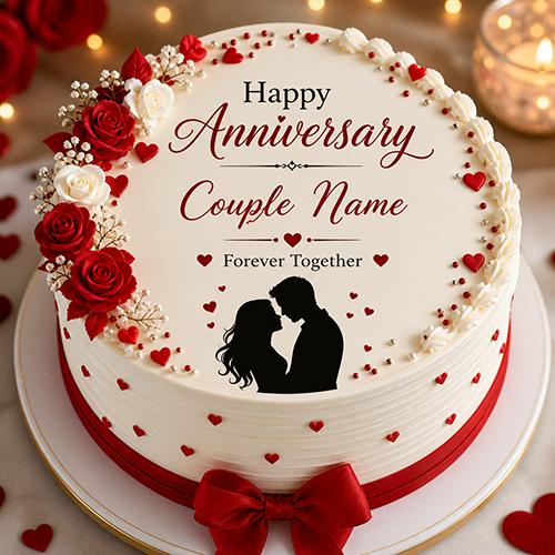 Happy Anniversary Cake with Couple Name Free Download Online