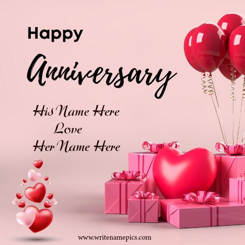 Happy Anniversary Greeting Card With Couple Name Edit