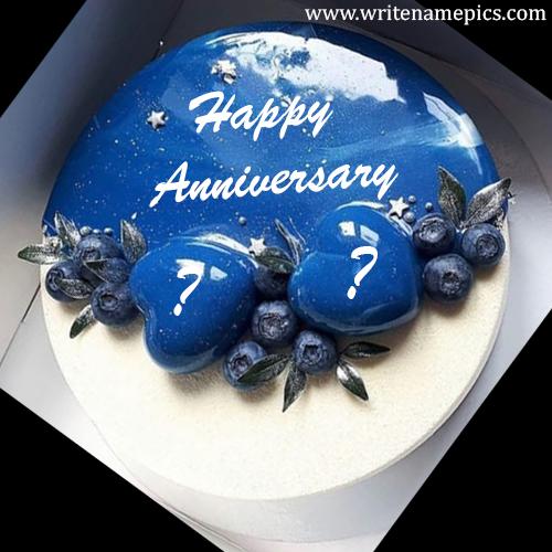Happy Anniversary cake with couple Name Alphabet