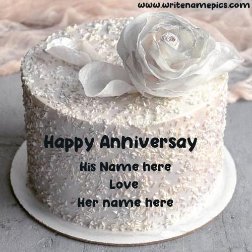 Happy Anniversary greeting Cake with couple Name