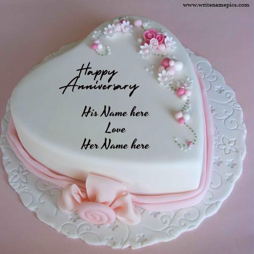 Happy Anniversary wishes cake with name of couple