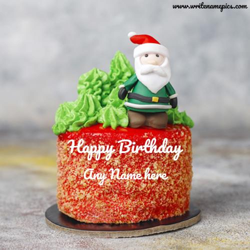 Happy Birthday Christmas themed Cake with Name