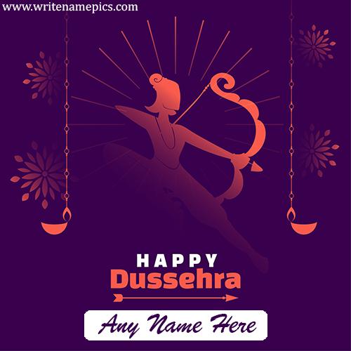 Happy Dussehra 2022 greeting card with name edit