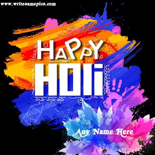 Happy Holi 2021 Greeting Card with Name