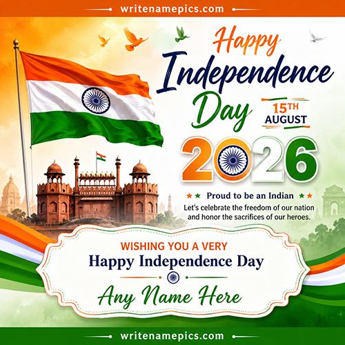 Happy Independence Day 2026 Card with Your Name Free Online Card Maker