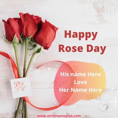 Happy Rose day with Romantic Couple Name Editor