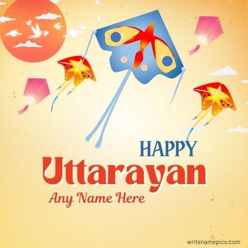 Happy Uttarayan 2026 Card With Name Edit Free Online