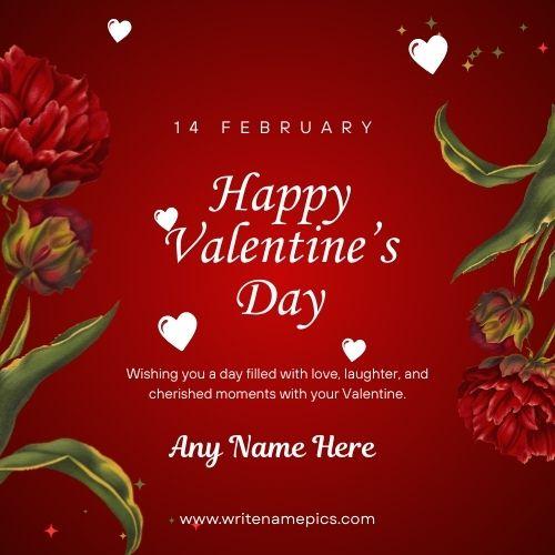 Happy Valentine Day Wishes Greetings Card with Name Free Editor