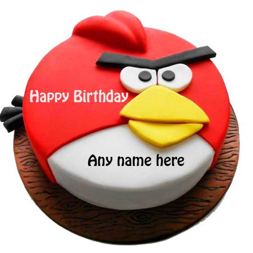 Happy birthday Angry bird cake with name