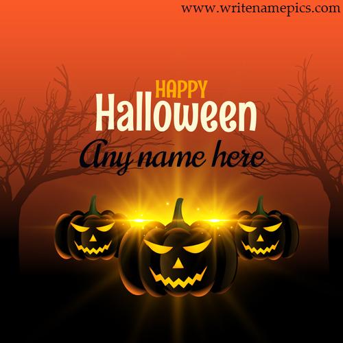 Happy halloween spooky card with name