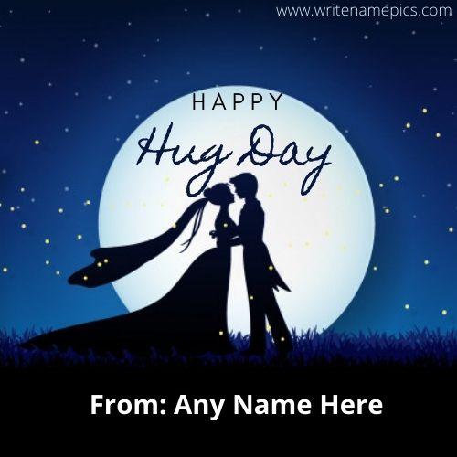 Happy hug day quotes card with name Free edit