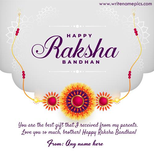 Happy raksha Bandhan greeting card with name and edit