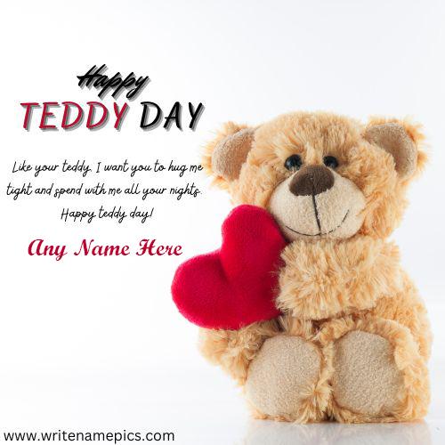 Happy teddy day 2023 greeting card with name edit
