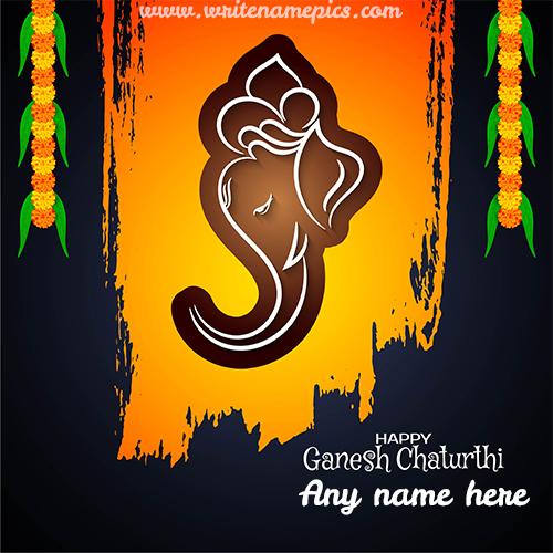 Lord Ganesh Chaturthi Celebration Name Greeting Card