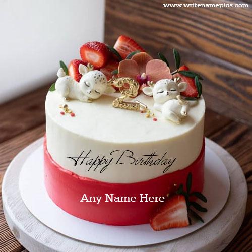 Lovely Happy Birthday Cake with Name Image