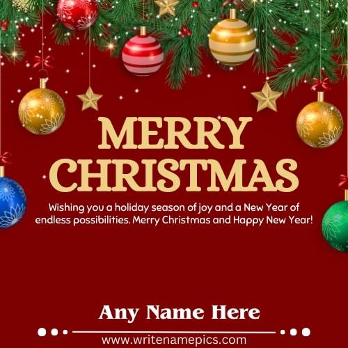 Merry Christmas Greeting Card with Name Edit