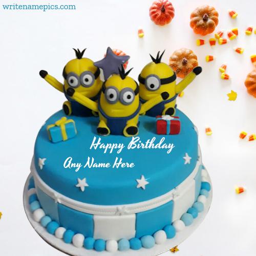 Online cartoon birthday cake with name edit