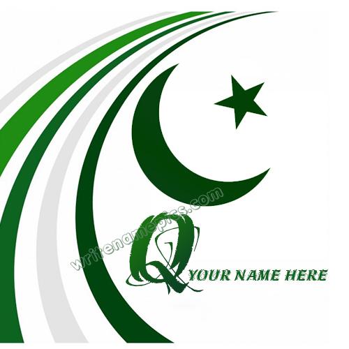 Pakistan Flag with Q Alphabet name Whatsapp Profile picture