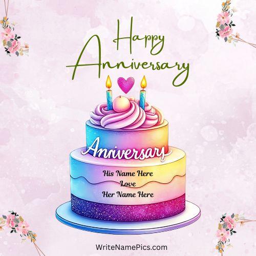 Personalized Happy Anniversary Cake With Name Free