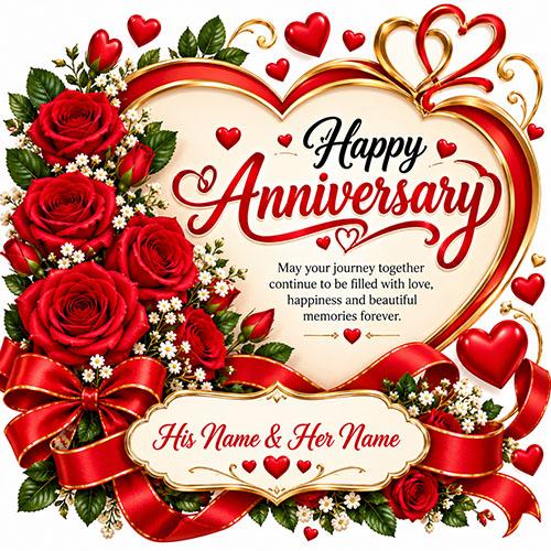 Personalized Happy Anniversary Card with Name Free Greeting