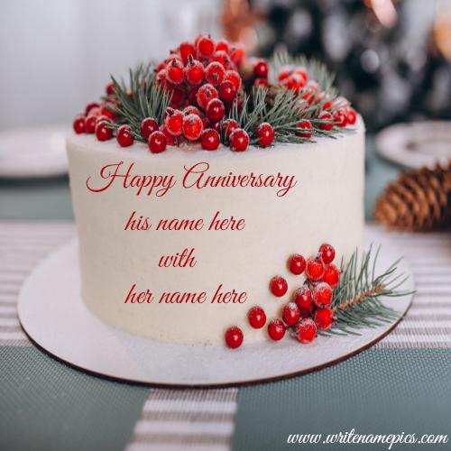 Redberry Anniversary white chocolate Cake with Couple Name