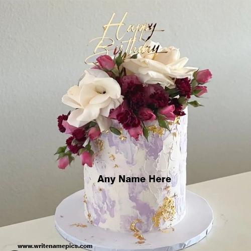 Stunning Gold Decorations  Happy birthday cake with name edit