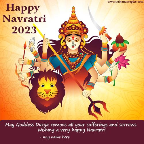 Wishing a happiest Navratri 2023 wishes card with name on it