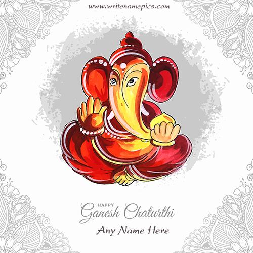 Write My Name On Happy Ganesh Chaturthi Wishes card pic