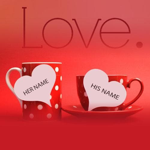 Write Name On love Heart Cup Images