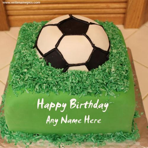 Write Name On Football Happy Birthday Cake For Boy