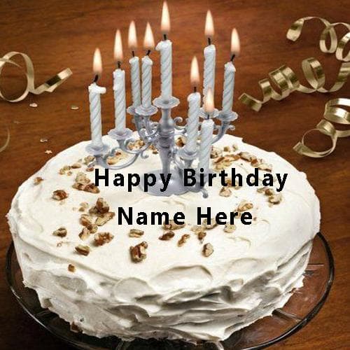 Write Name On Happy Birthday Cake With Candle