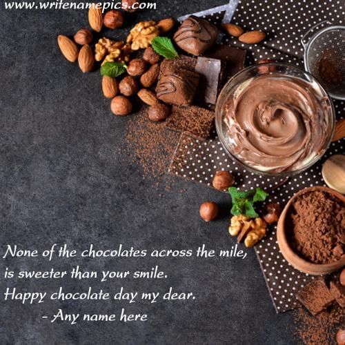 Write Name on Happy Chocolate Day Card pic