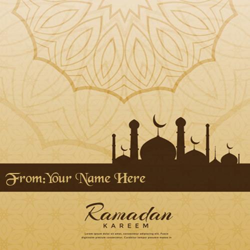 Write name on Happy ramadam Mubarak wishes 2018 card pic
