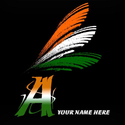 Write your name on A alphabet indian flag images