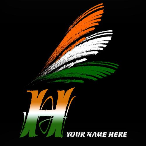 Write your name on H alphabet indian flag images