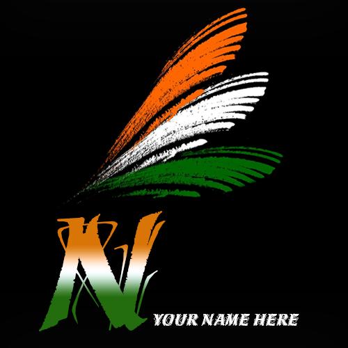 Write your name on N alphabet indian flag images
